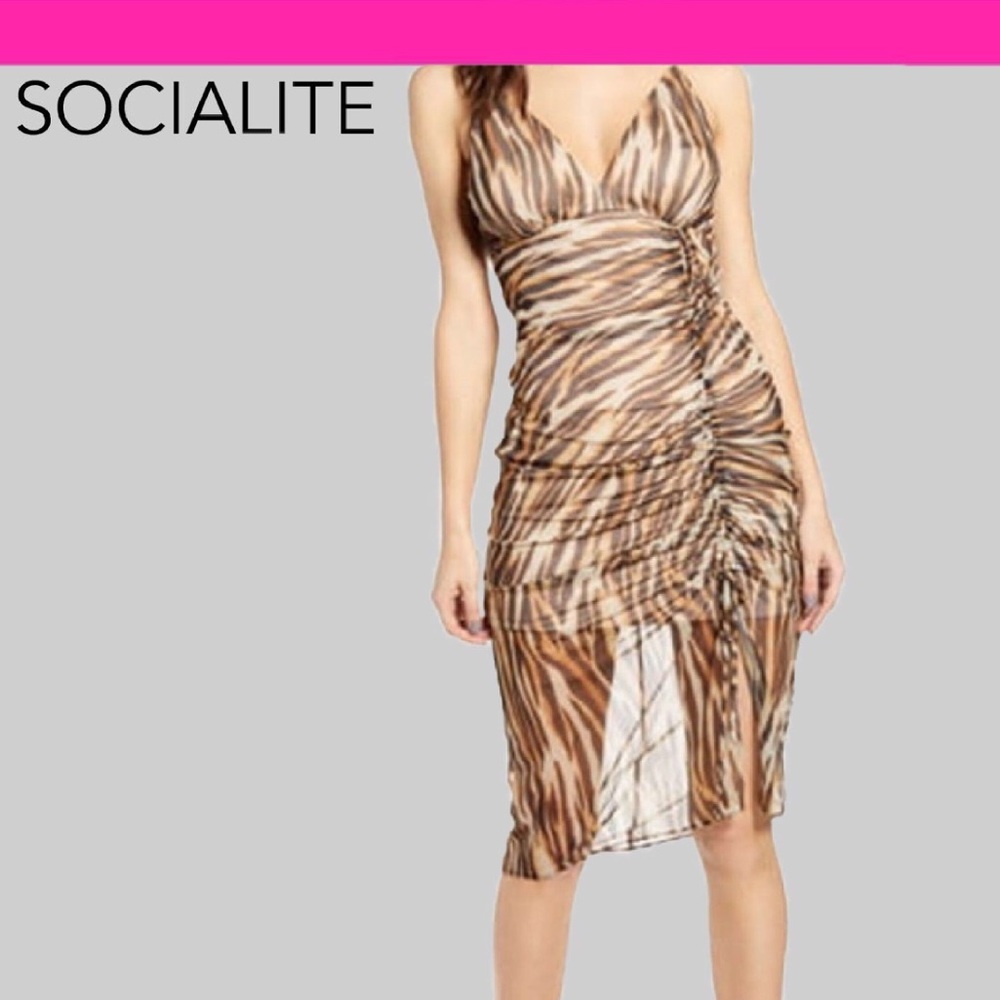 NWT Socialite Animal Print Body Con Dress